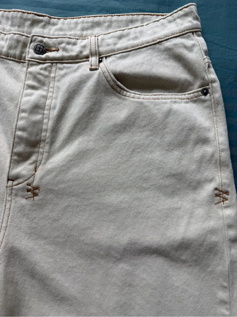 Ksubi Maxx Short Ivory Men’s Size 34 Wide Leg Denim Shorts